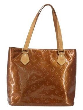 LOUIS VUITTON Monogram Vernis Houston Hand Bag Bronze M91122 LV Auth 166610